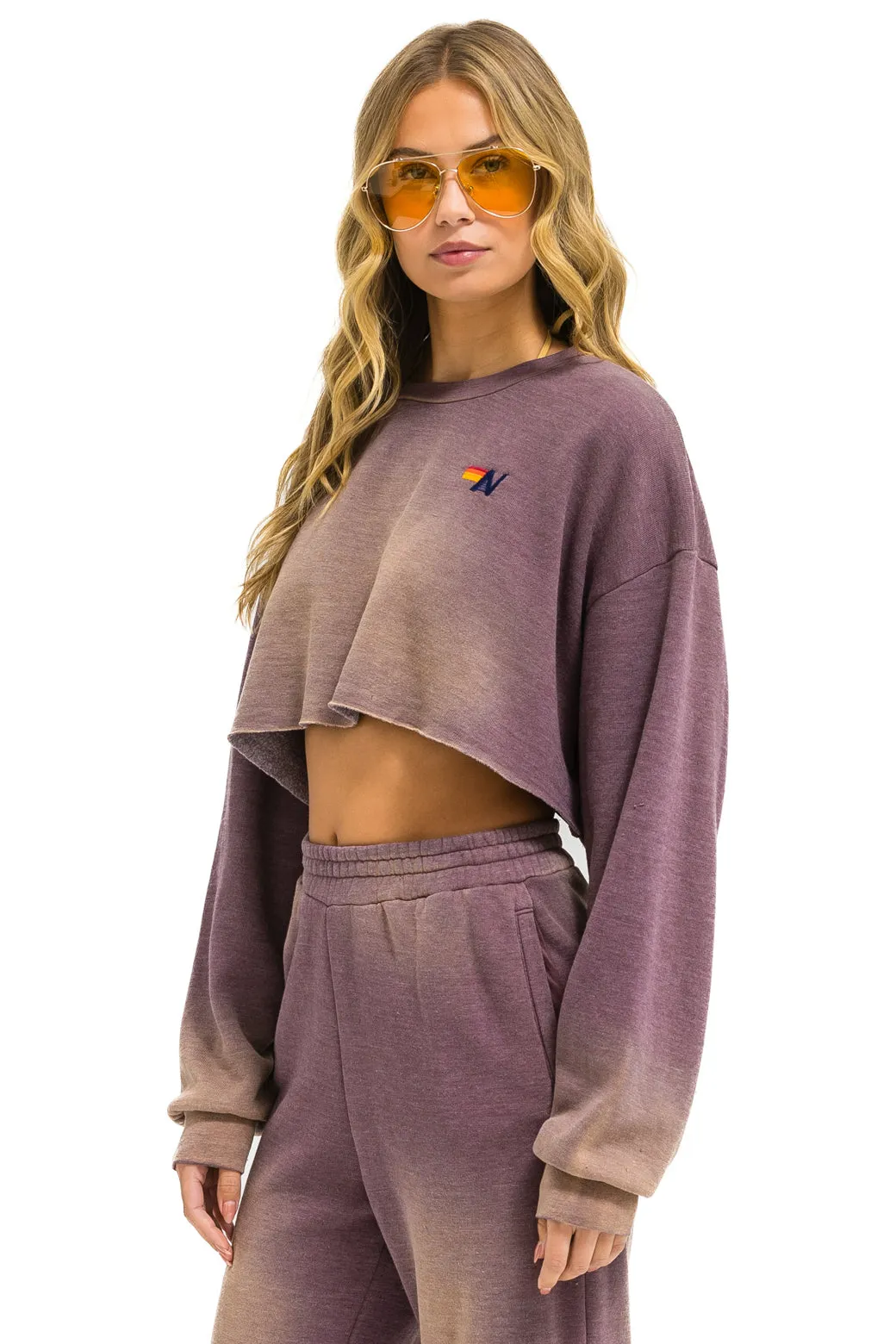 ESSENTIAL CROPPED CREW SWEATSHIRT RELAXED - FADED MOCHA