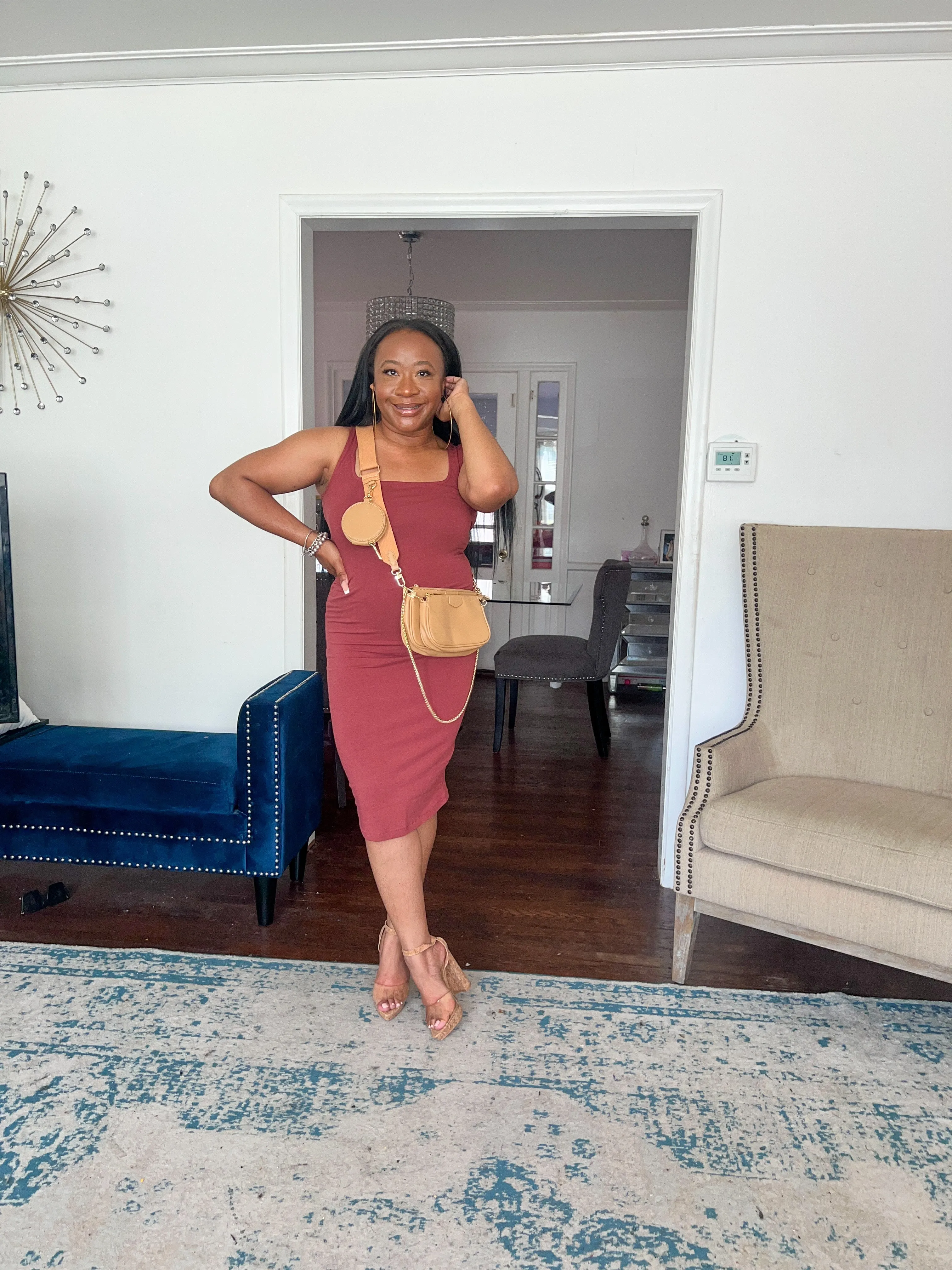 Essential Midi Dress- Brick
