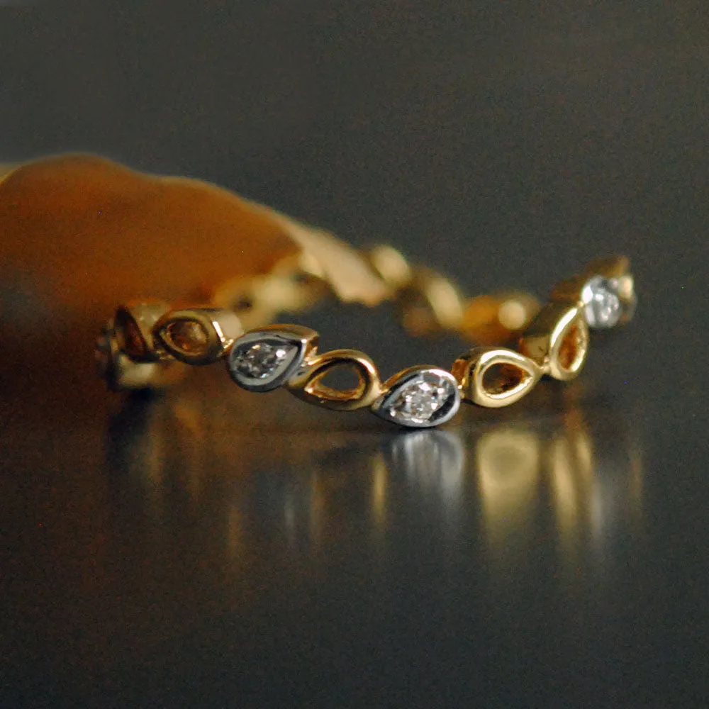 Eternity Wave Modern Curved Wedding Band in Solid Gold and Diamond