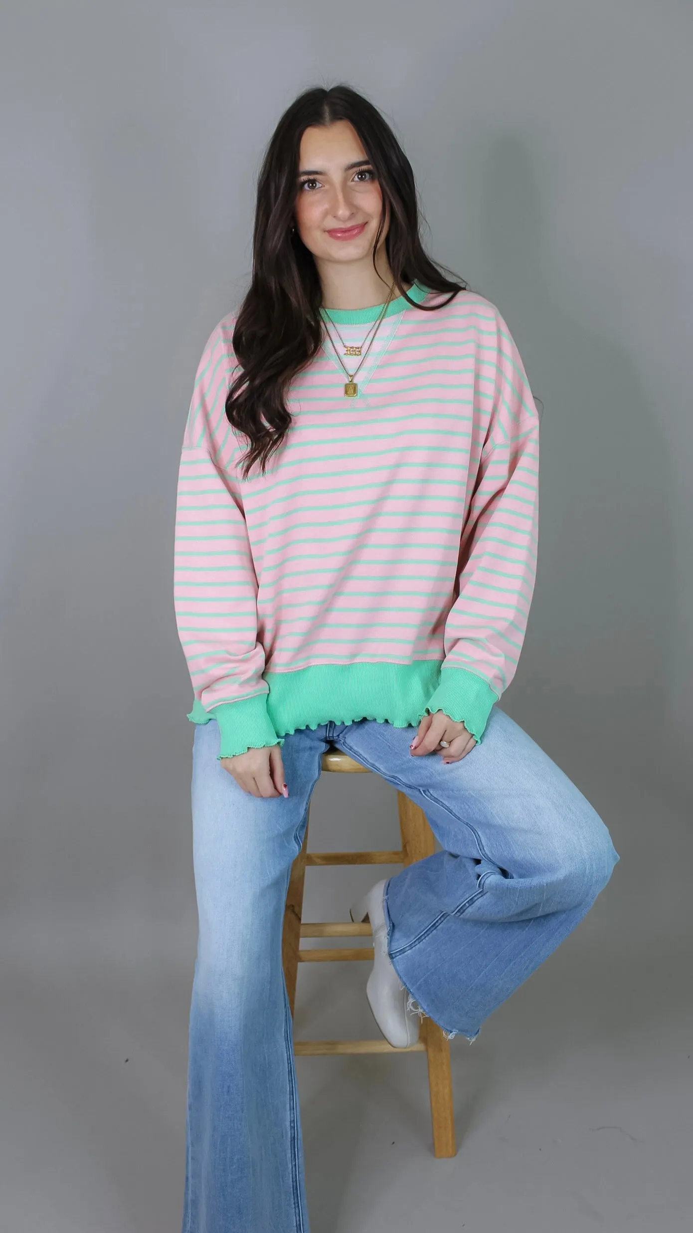 Everyday Pink Striped Sweater