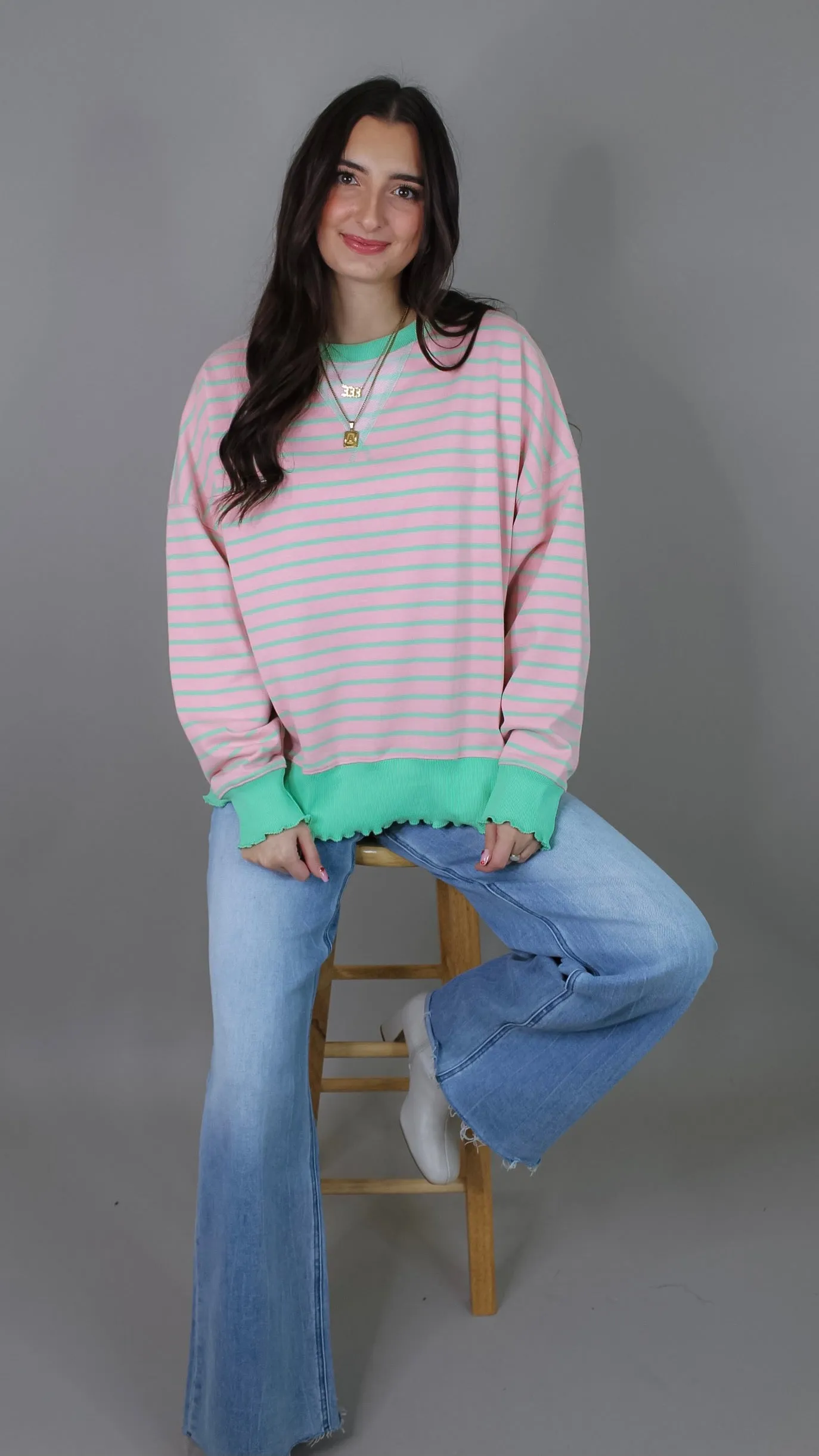 Everyday Pink Striped Sweater