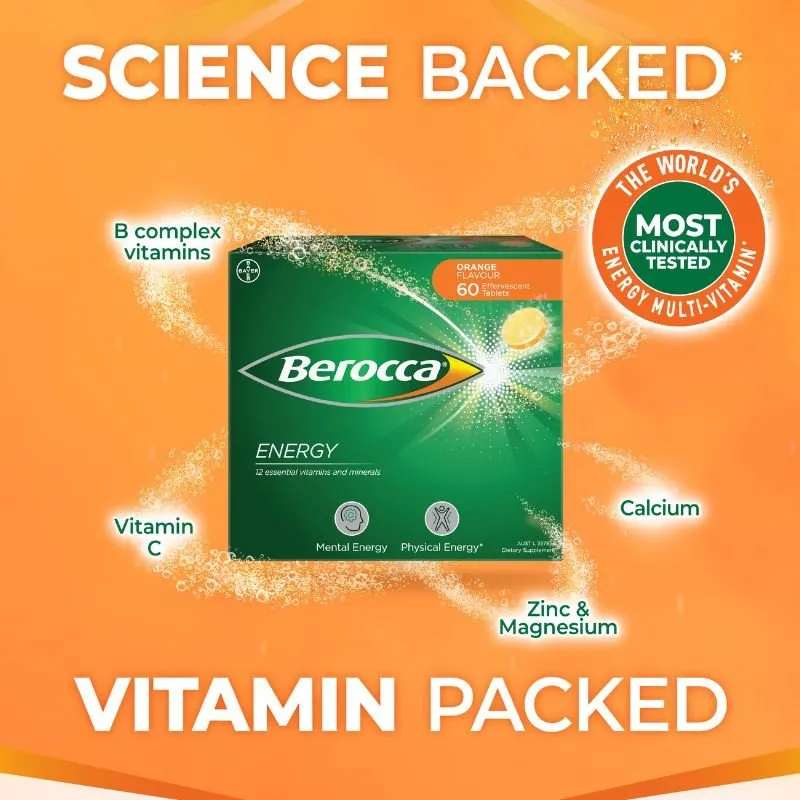 [Expiry: 11/2025] Berocca Energy Orange 60 Effervescent Tablets