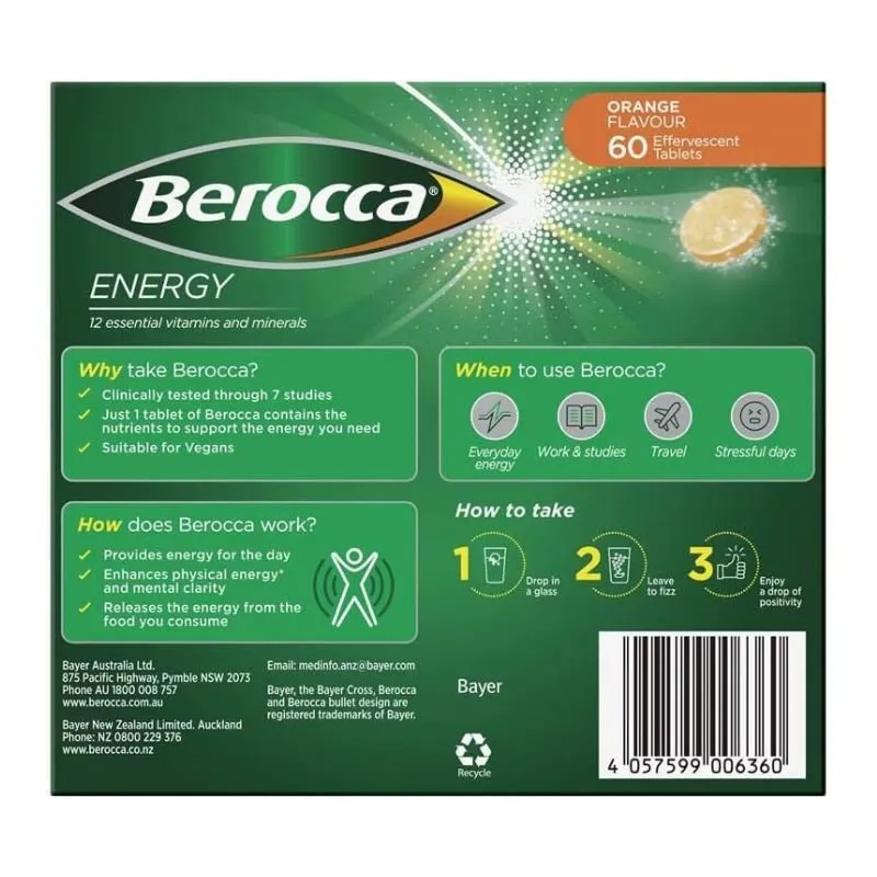 [Expiry: 11/2025] Berocca Energy Orange 60 Effervescent Tablets