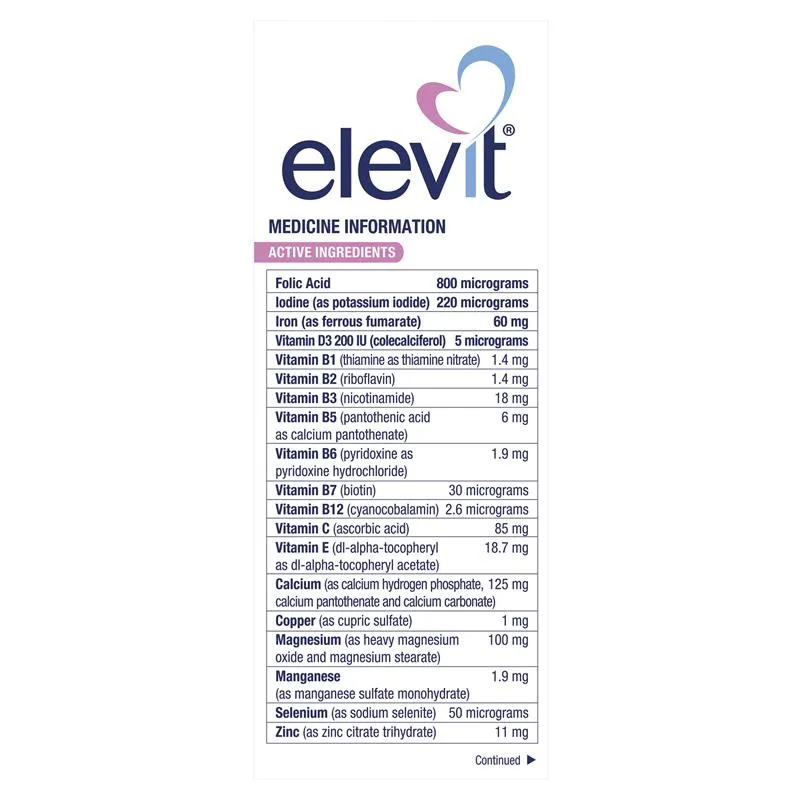 [Expiry: 27/11/2025] Elevit Pre-conception & Pregnancy Multivitamin 100 Tablets