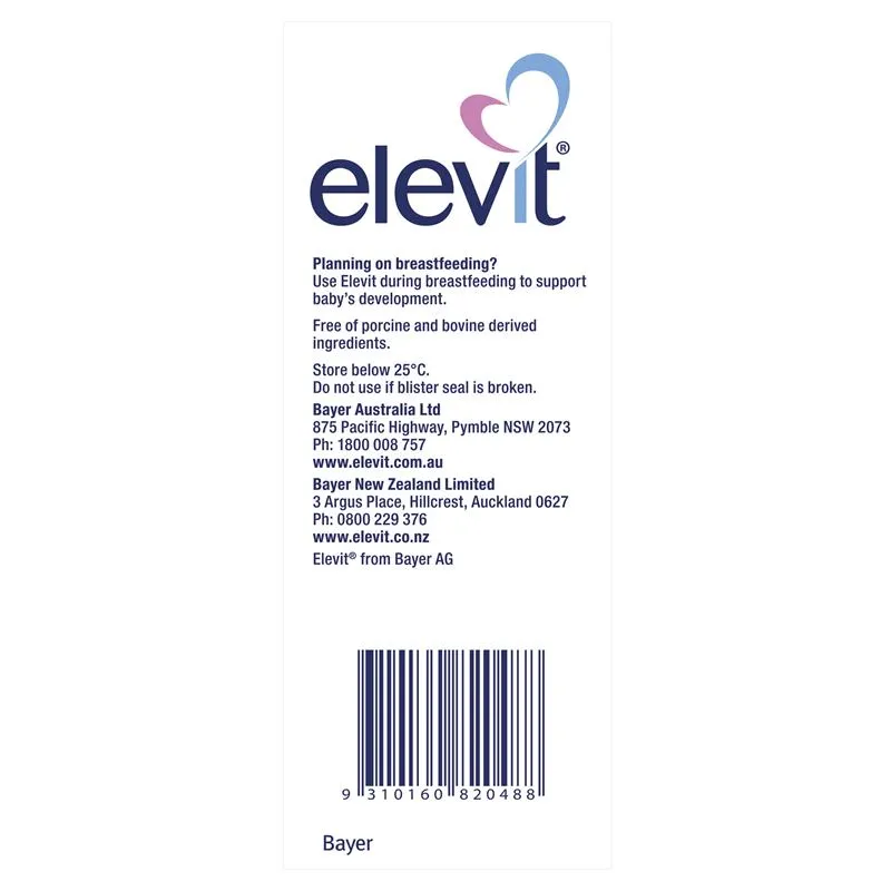 [Expiry: 27/11/2025] Elevit Pre-conception & Pregnancy Multivitamin 100 Tablets