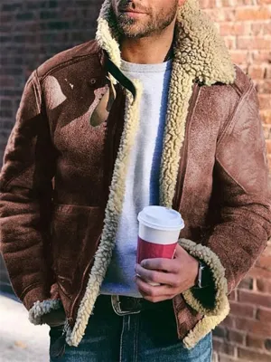 Extra Comfortable Front Zip Up Faux Fur Lapel Collar Coat