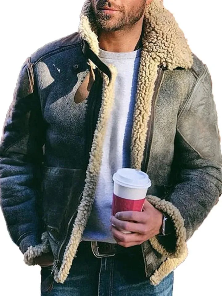 Extra Comfortable Front Zip Up Faux Fur Lapel Collar Coat