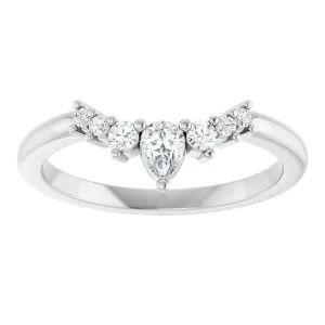 Fancy Curved Diamond Wedding Band with Pear & Round Shaped Diamonds