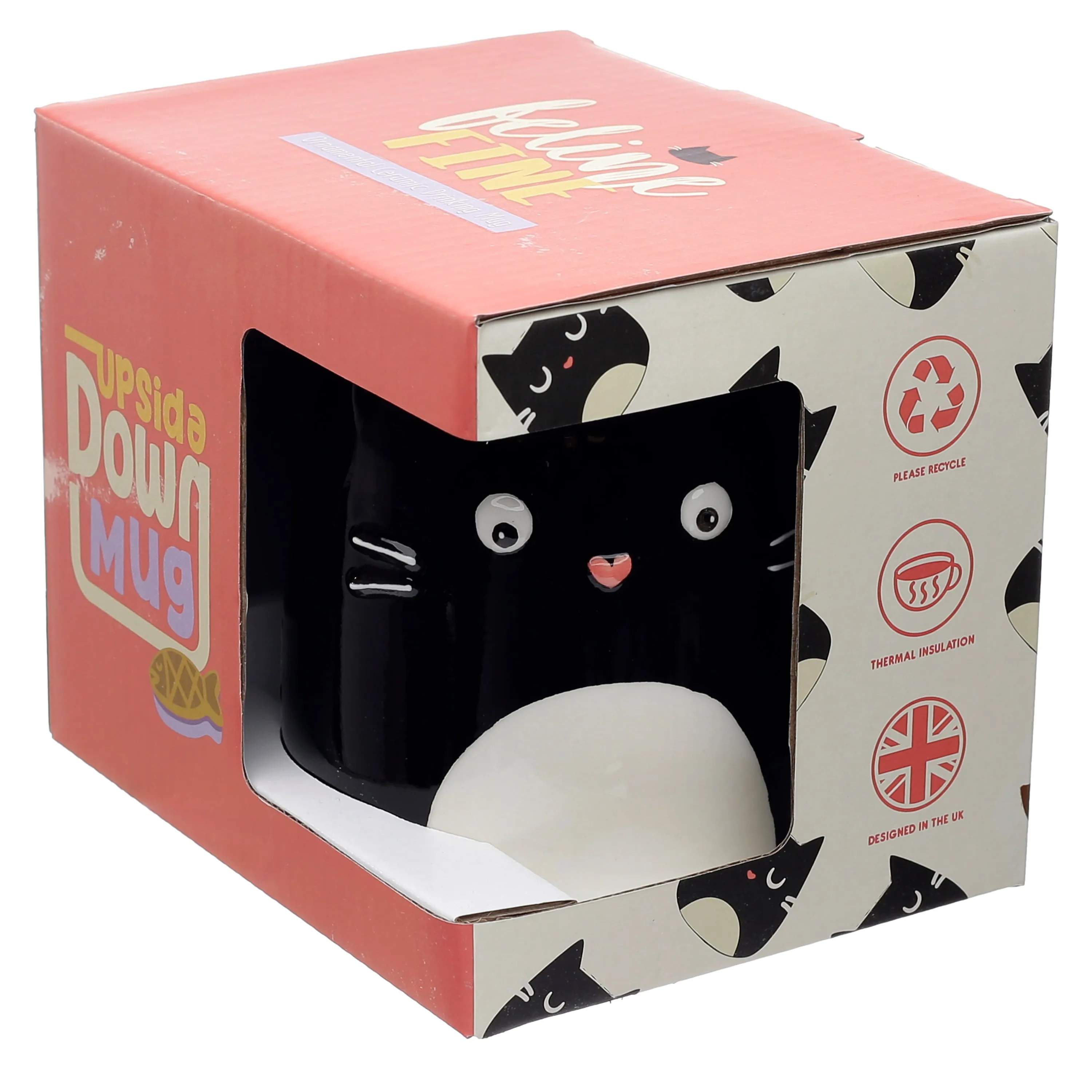 Feline Fine Cat Upside Down Ceramic Shaped Mug