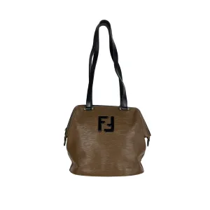 Fendi Brown Textured Leather Shoulder Bag