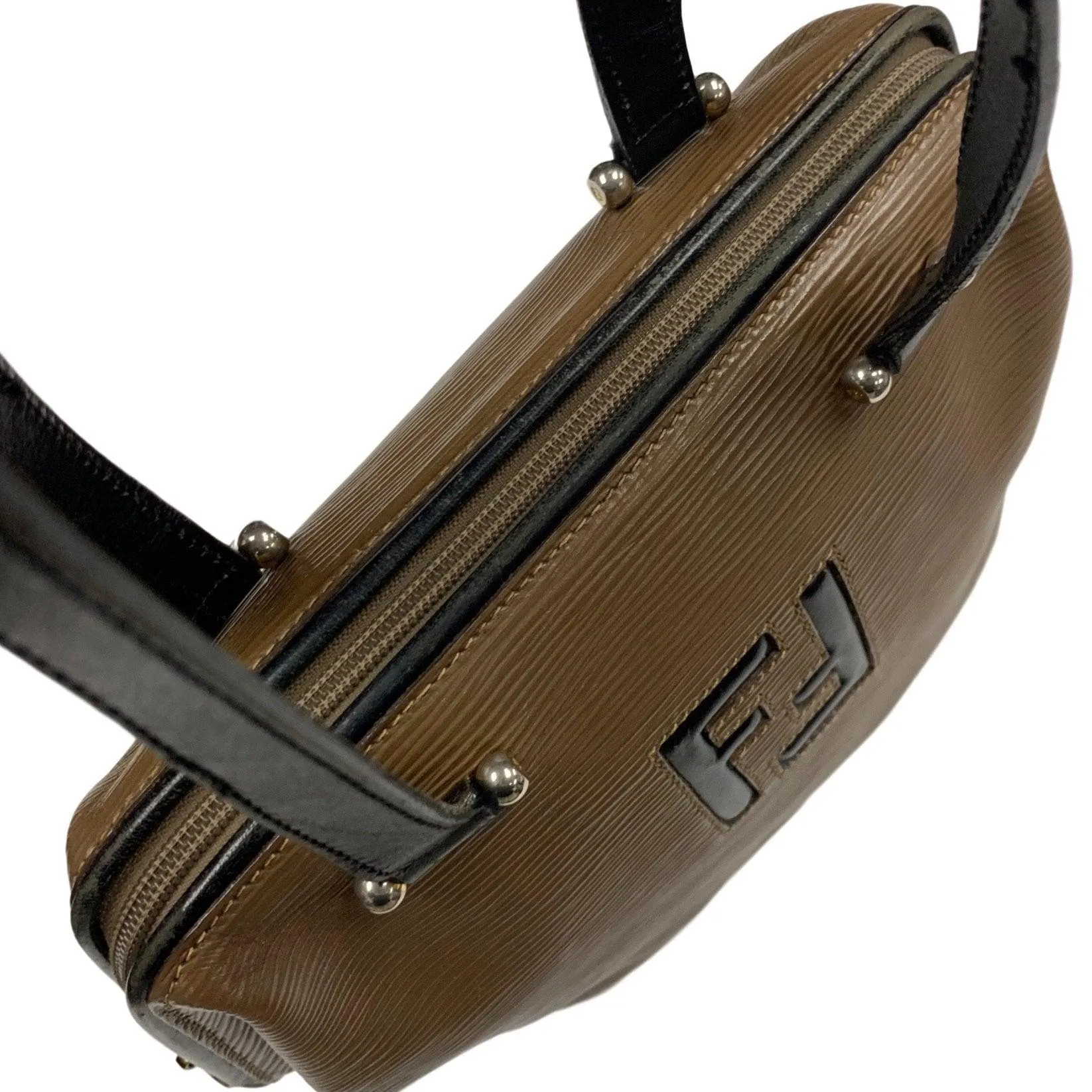 Fendi Brown Textured Leather Shoulder Bag