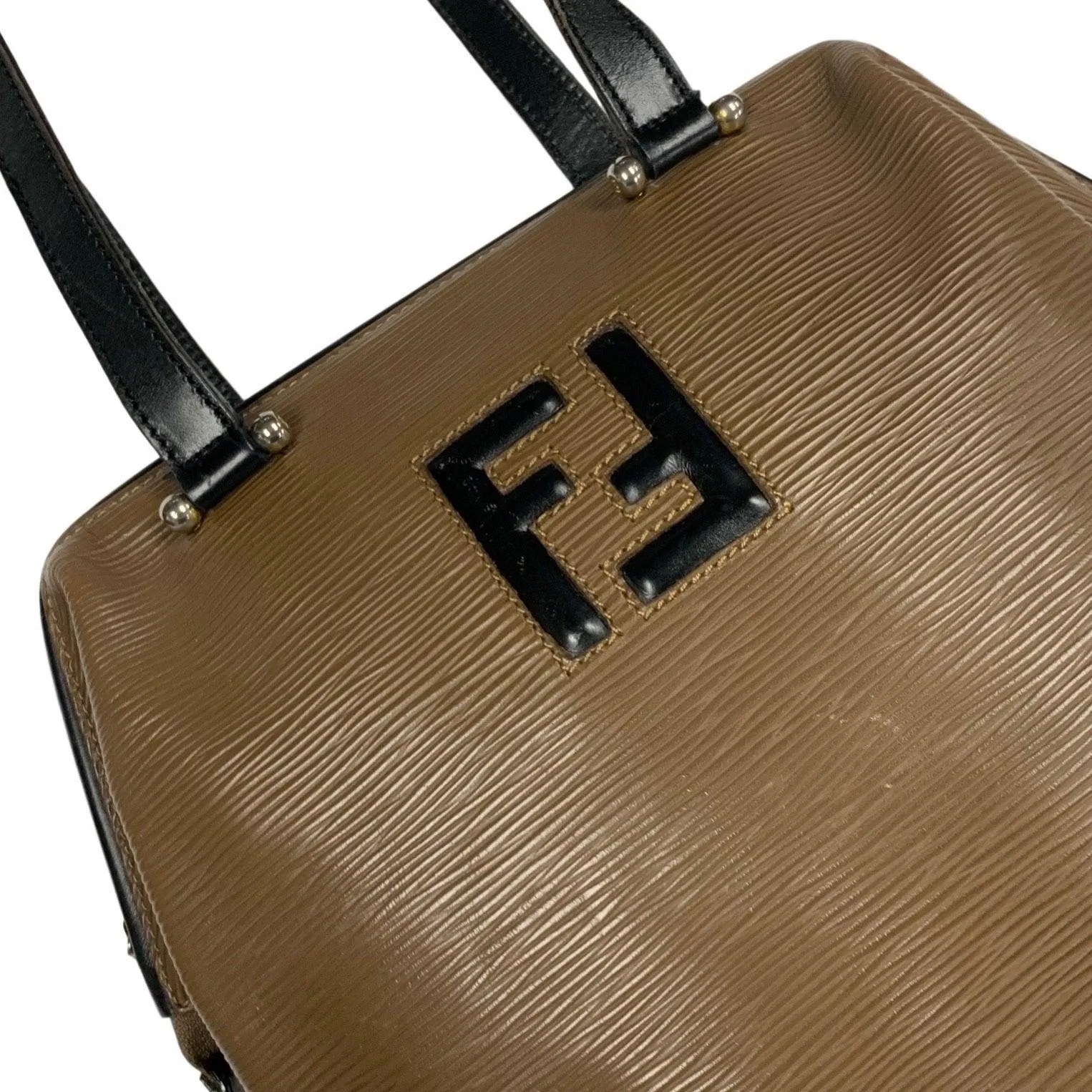 Fendi Brown Textured Leather Shoulder Bag
