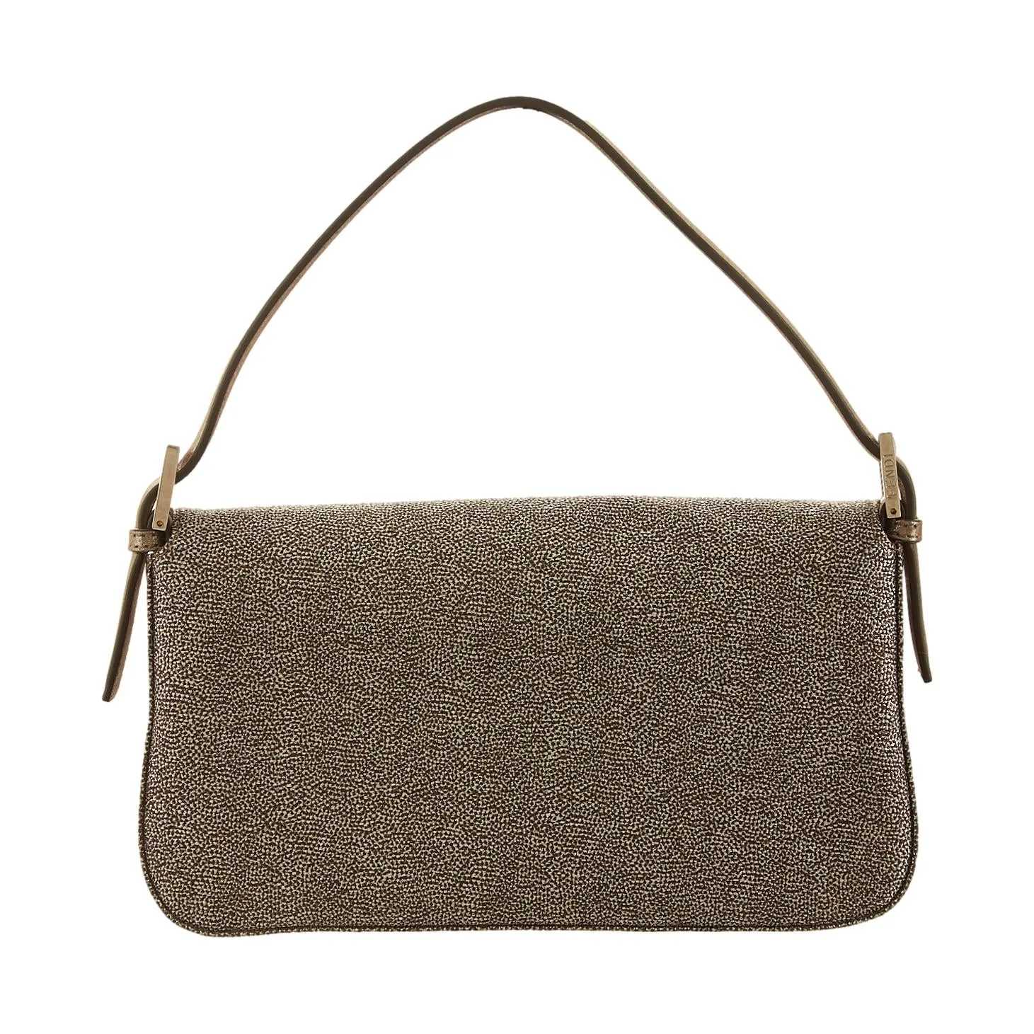Fendi Silver Textured Rhinestone Baguette