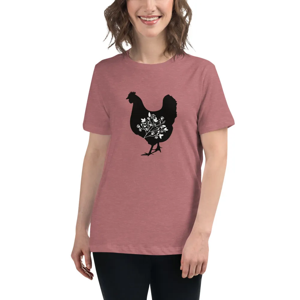Floral Hen Women's Relaxed T-Shirt
