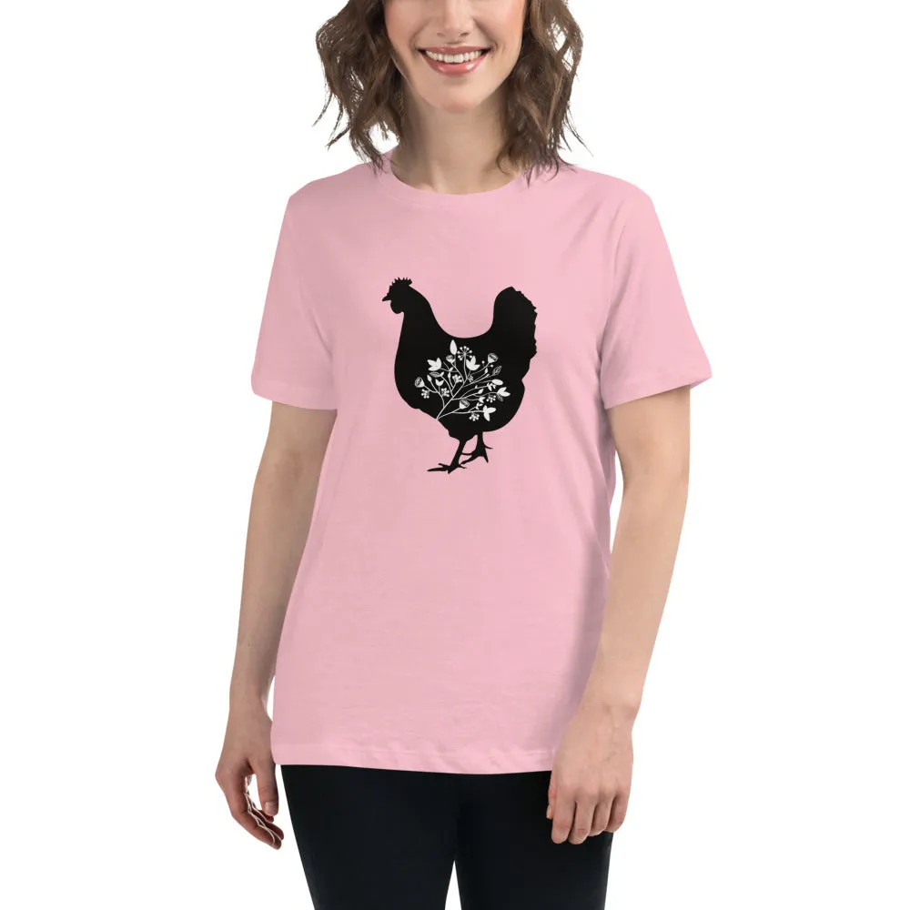 Floral Hen Women's Relaxed T-Shirt