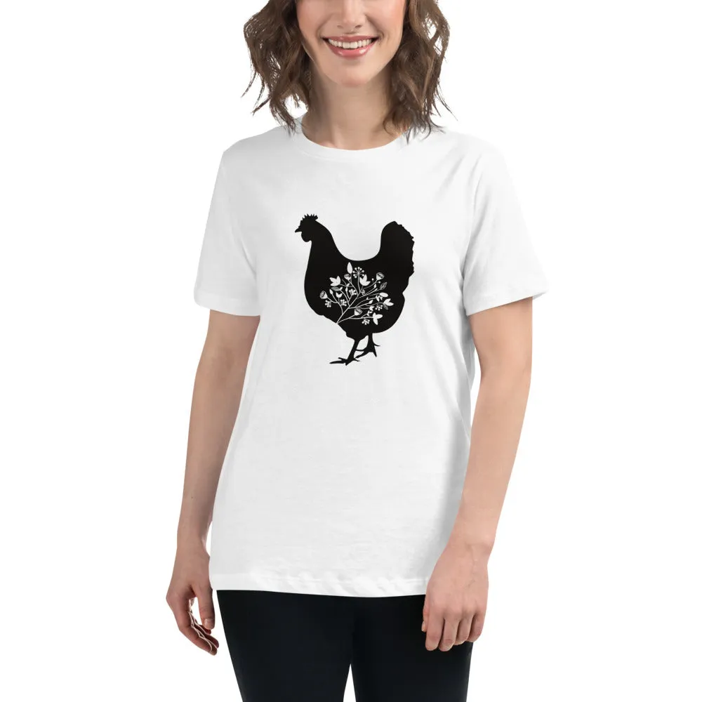 Floral Hen Women's Relaxed T-Shirt