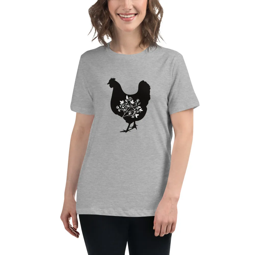 Floral Hen Women's Relaxed T-Shirt