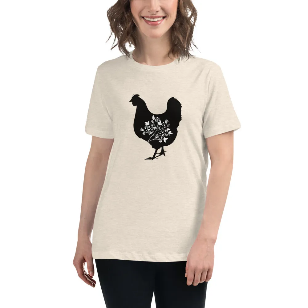 Floral Hen Women's Relaxed T-Shirt