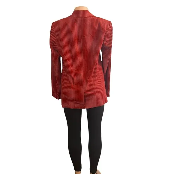 Frame Blazer Turkish Red Burnt Orange Striped Corduroy Textured