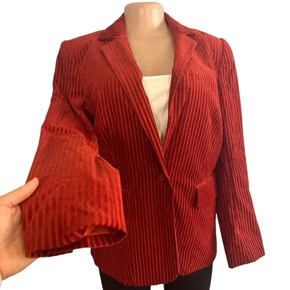 Frame Blazer Turkish Red Burnt Orange Striped Corduroy Textured