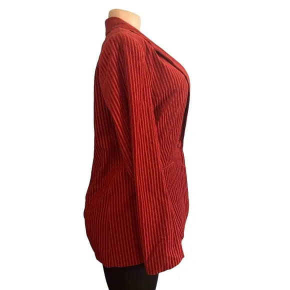 Frame Blazer Turkish Red Burnt Orange Striped Corduroy Textured