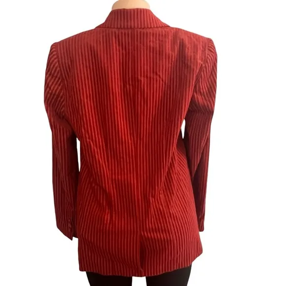 Frame Blazer Turkish Red Burnt Orange Striped Corduroy Textured