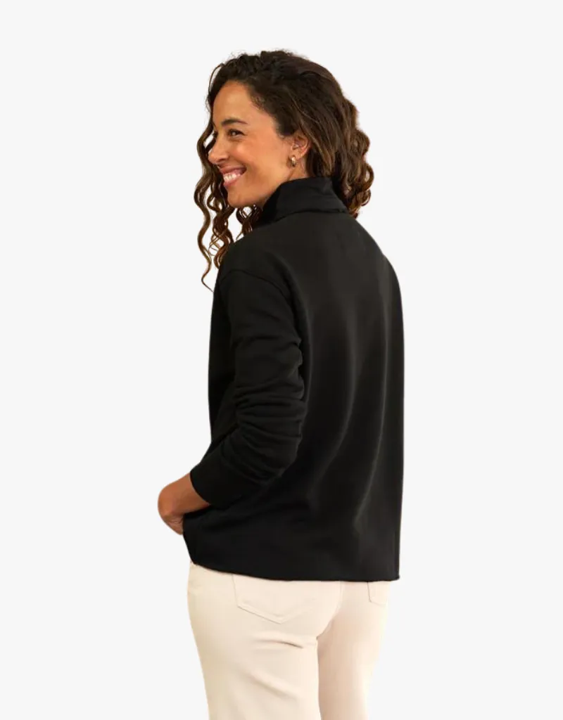 Frank & Eileen Patrick Popover Henley in Black (Heritage Jersey)