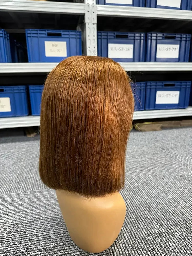 Frontal Wig 13x4 Transparent Lace Wig 4# Straight Bob  No Strange Smell Soft Comfortable.