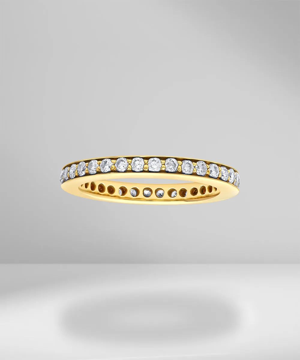 Full Eternity Round Diamond Yellow Gold Ring