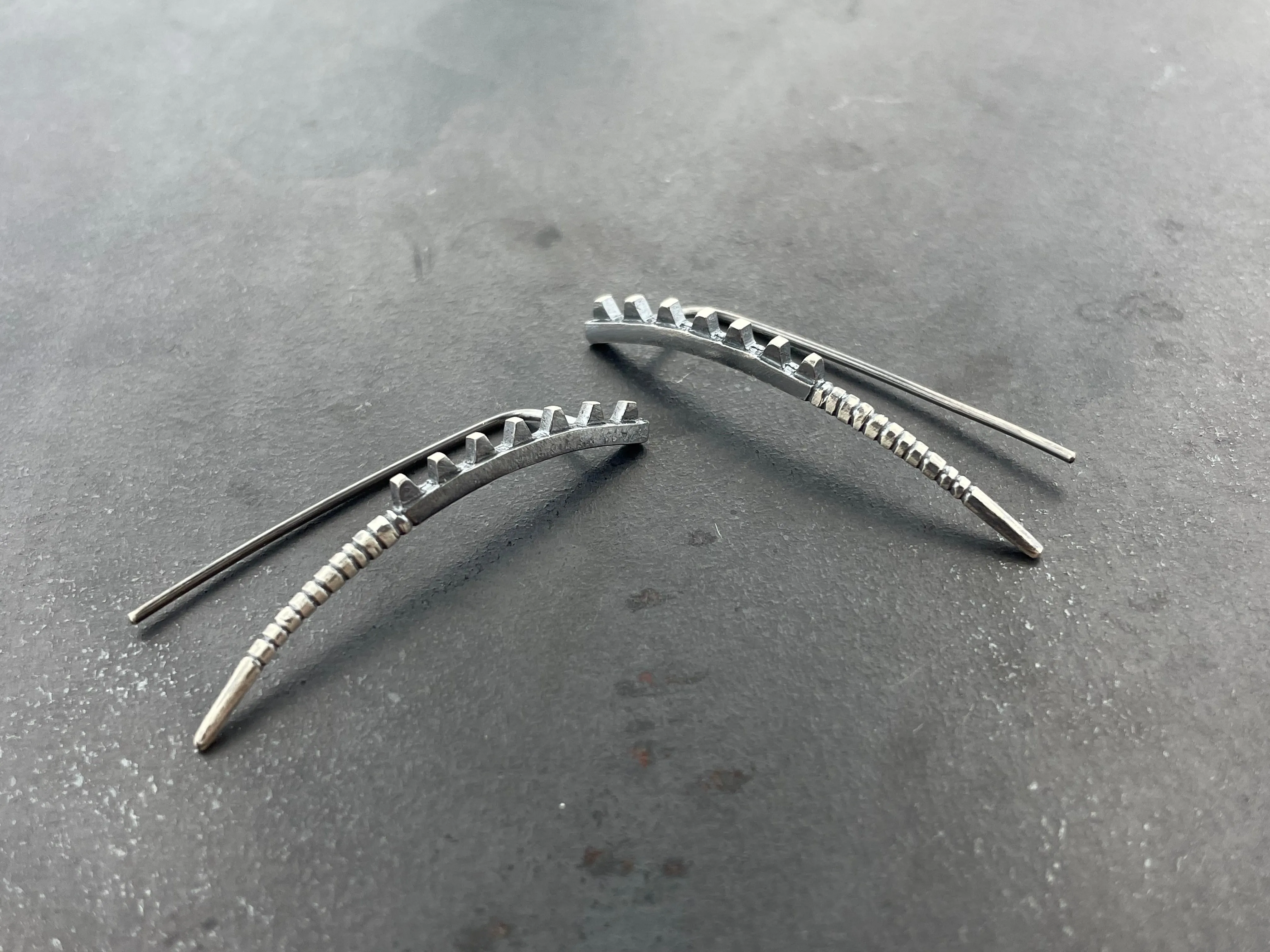 Fusion Earrings Spikes Down sideview with stripes