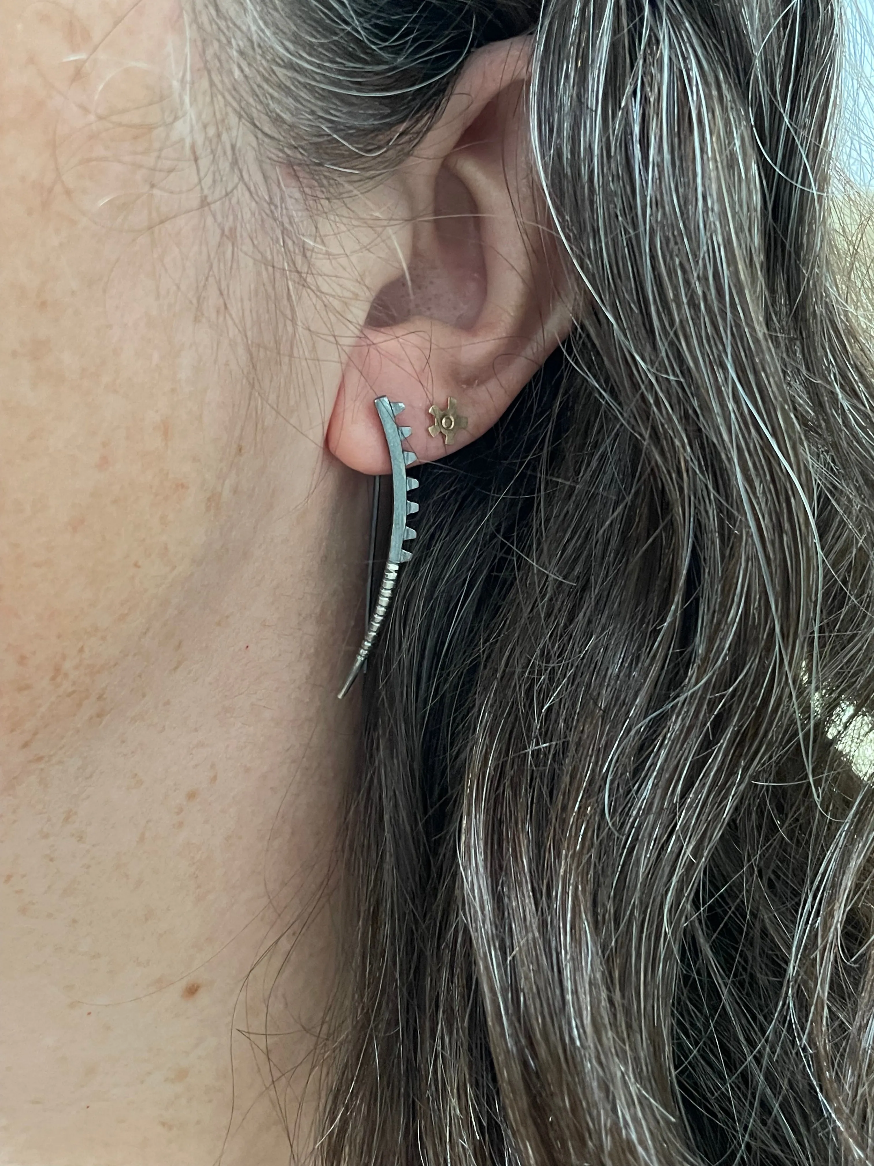 Fusion Earrings Spikes Down sideview with stripes