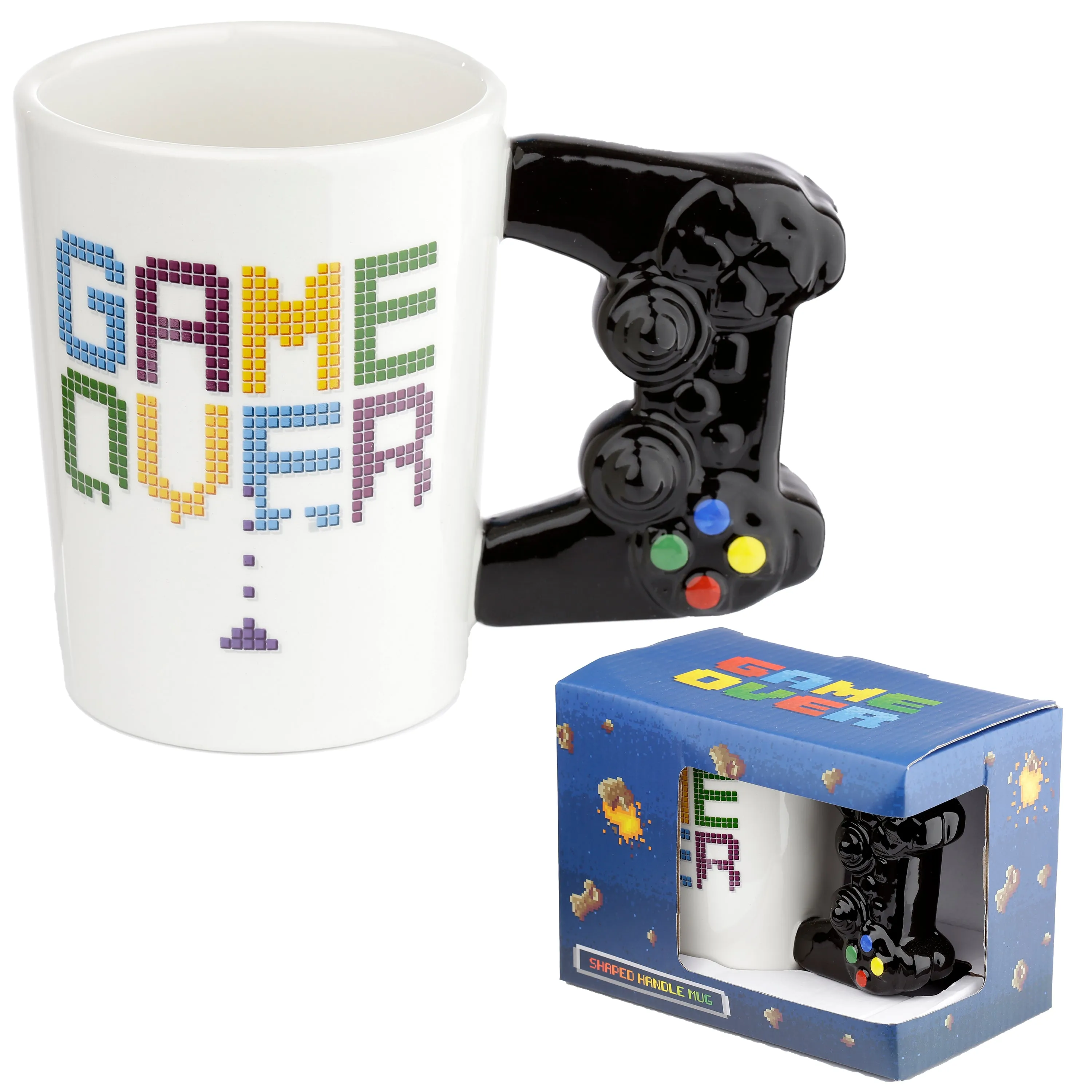 GAME OVER Game Controller Ceramic Shaped Handle Mug