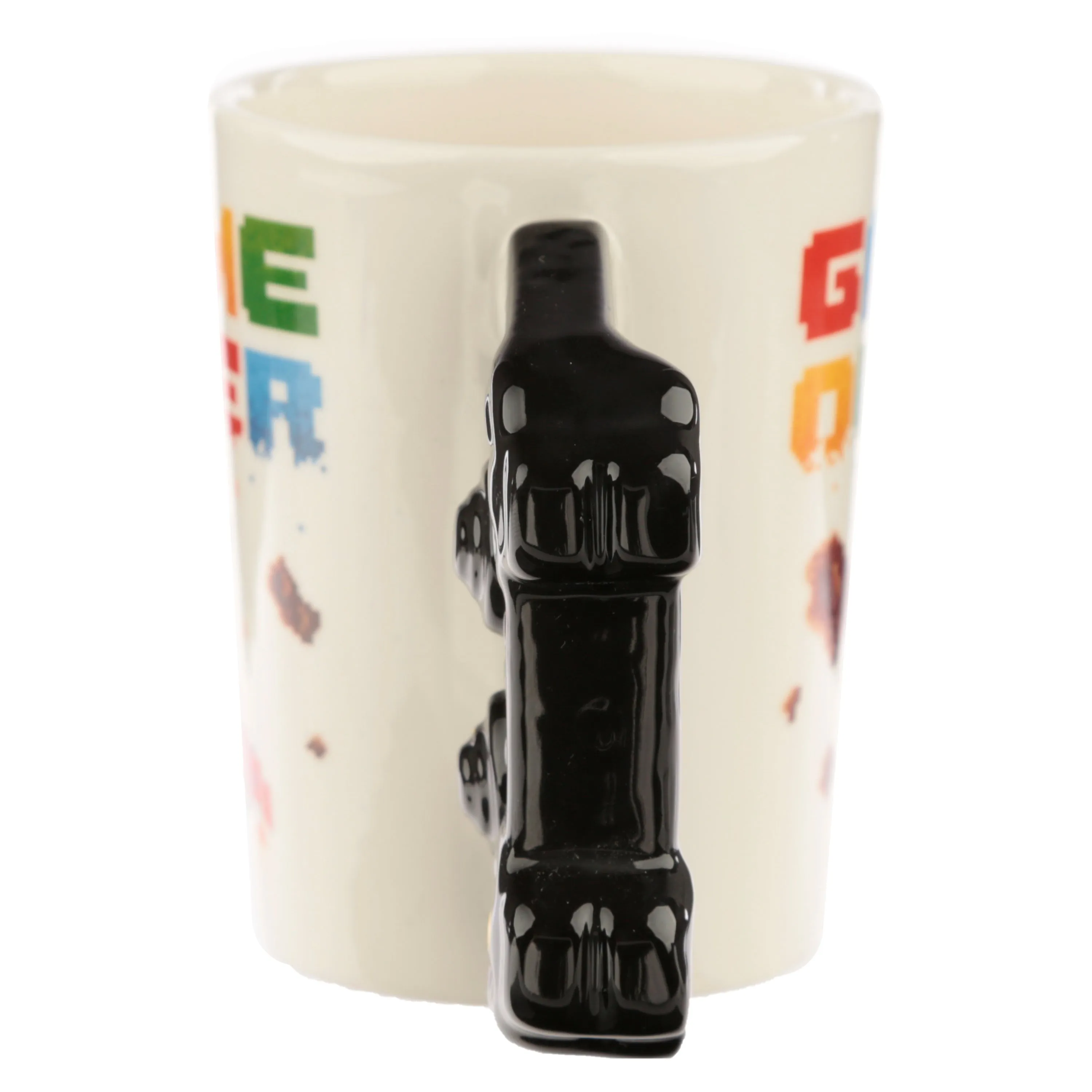 Game Over with Pixel Decal Ceramic Shaped Handle Mug