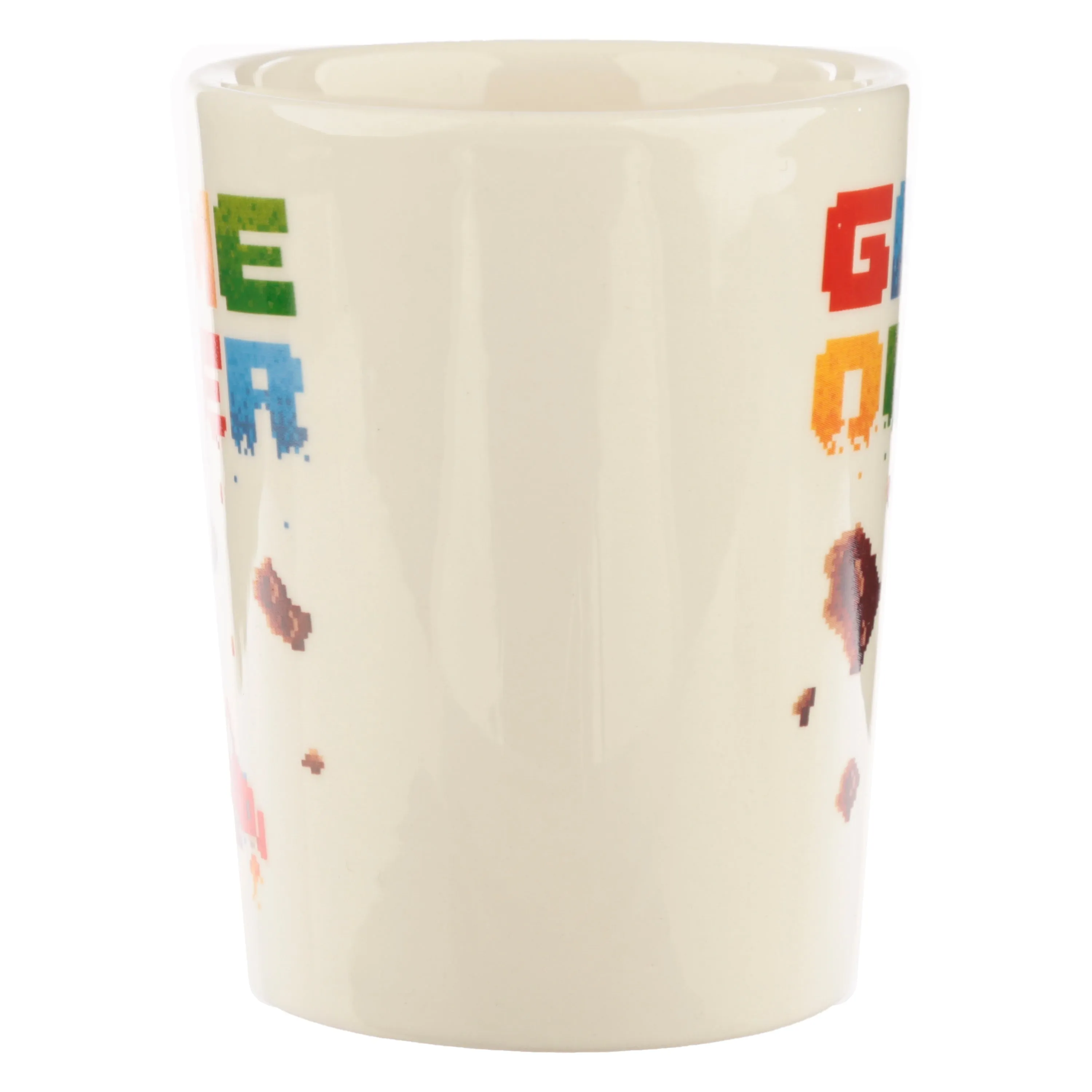 Game Over with Pixel Decal Ceramic Shaped Handle Mug