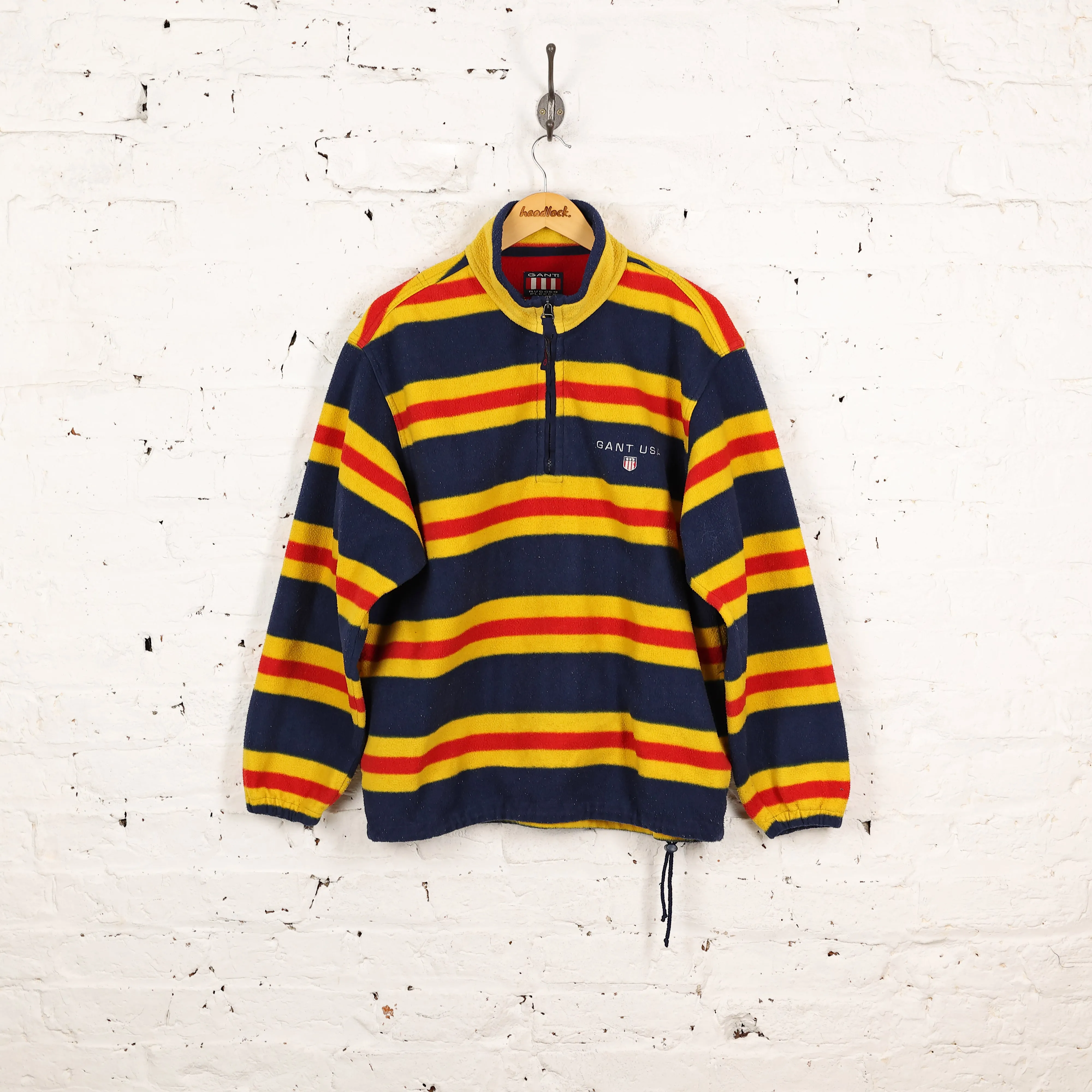 Gant Striped 1/4 Zip Rugger Fleece - Yellow - M