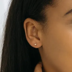 Gold Heart Stud Earrings - 3mm