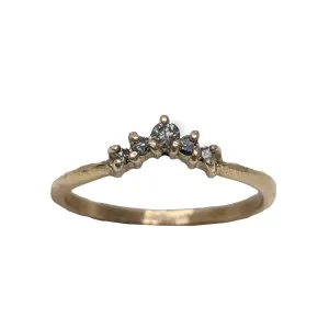 Gold Mini Crown Ring with Salt & Pepper Diamonds by Sasha Walsh