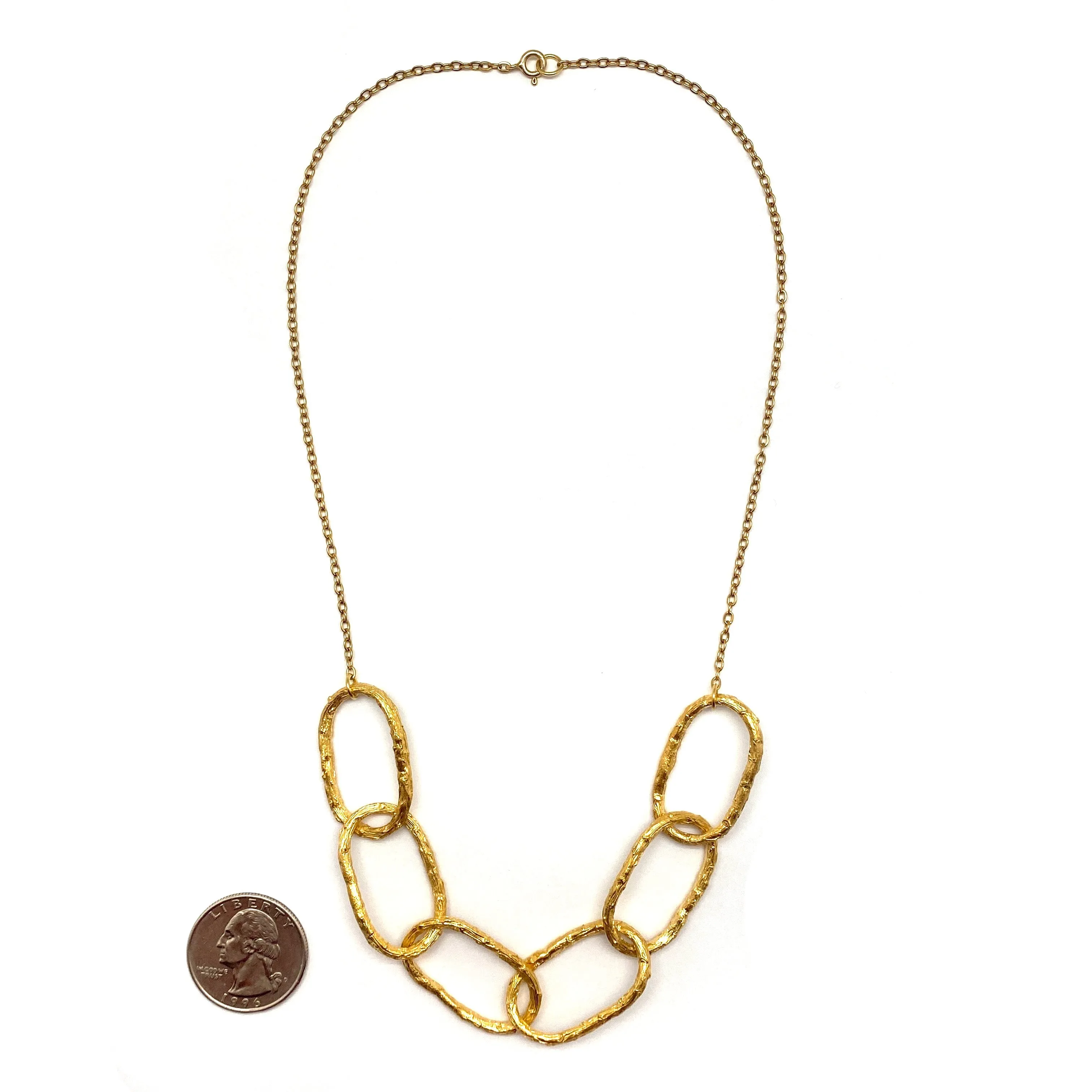 Gold Textured Chain Necklace