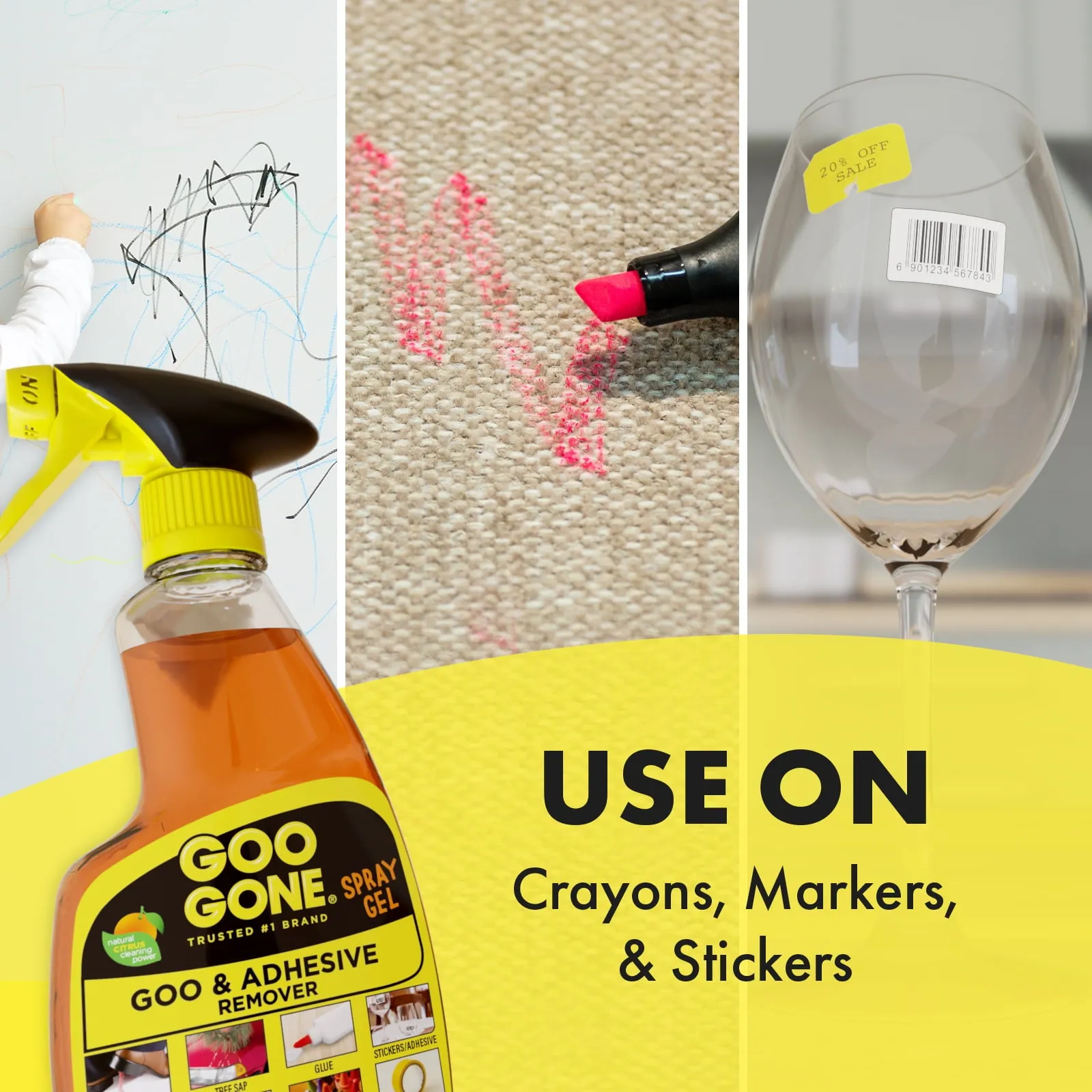 GOO GONE Original ADHESIVE Glue Gum Remover ~ Fresh Citrus & Surface Safe 12Oz