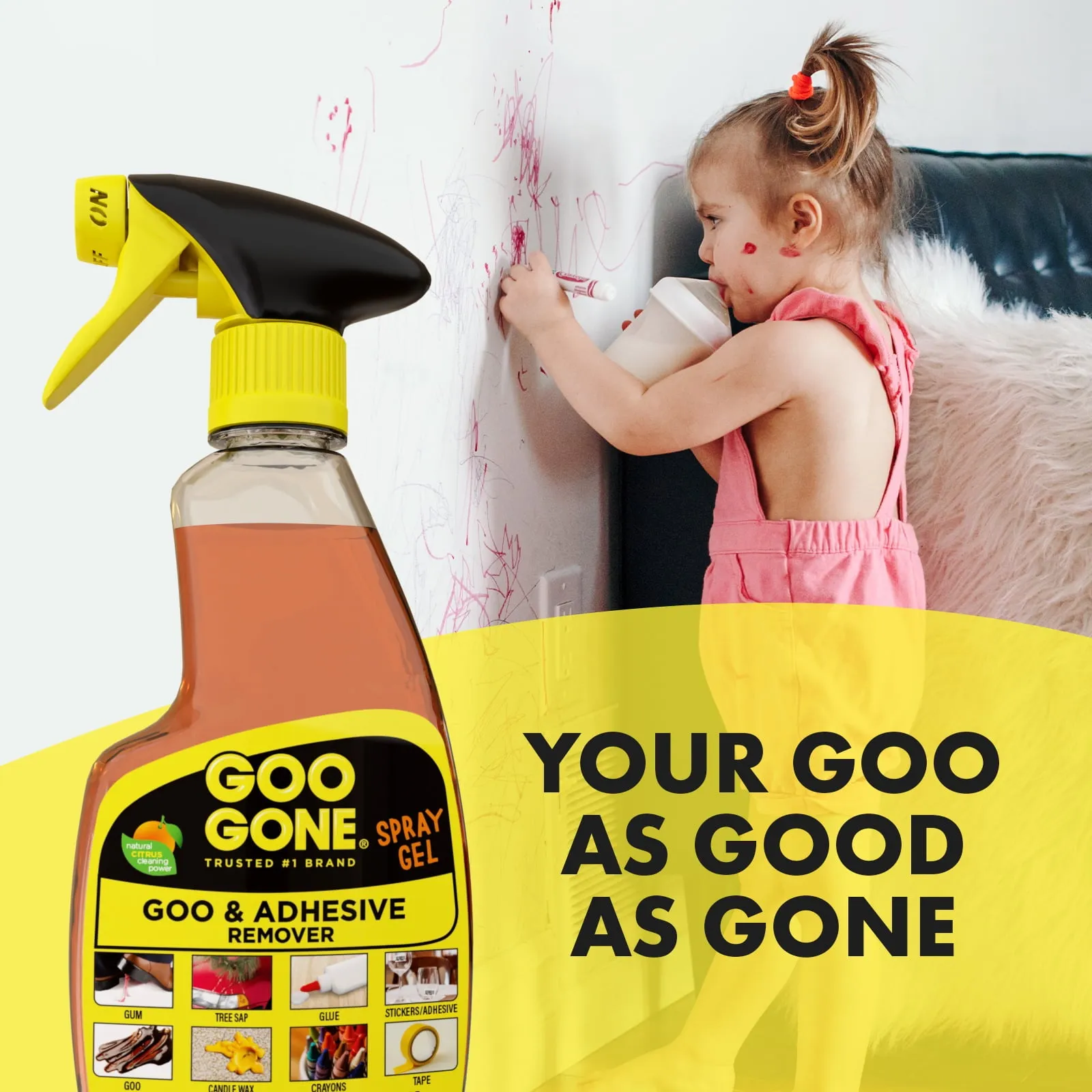 GOO GONE Original ADHESIVE Glue Gum Remover ~ Fresh Citrus & Surface Safe 12Oz