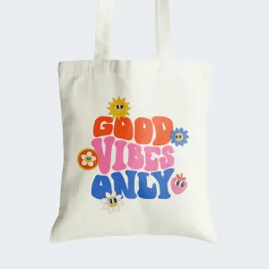 Good Vibes Only Tote Bag With Zipper