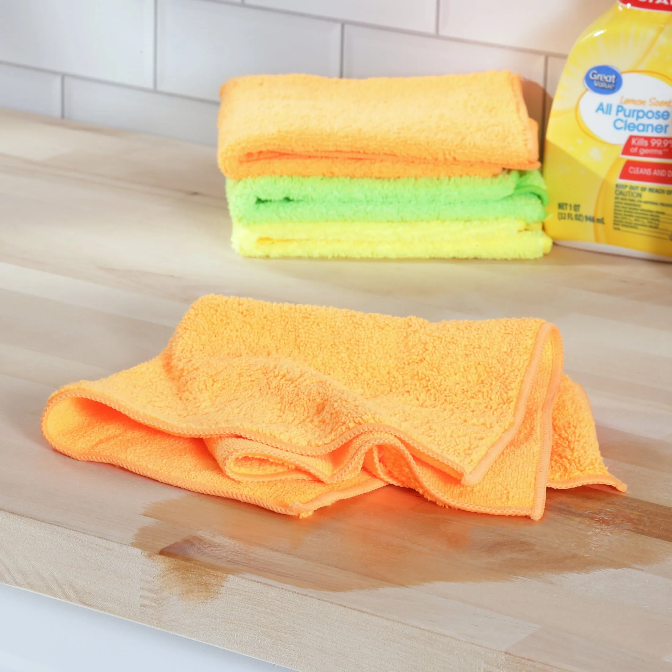 Great Value Multipurpose Microfiber Household Cleaning Cloth, 12 Count, Multicol