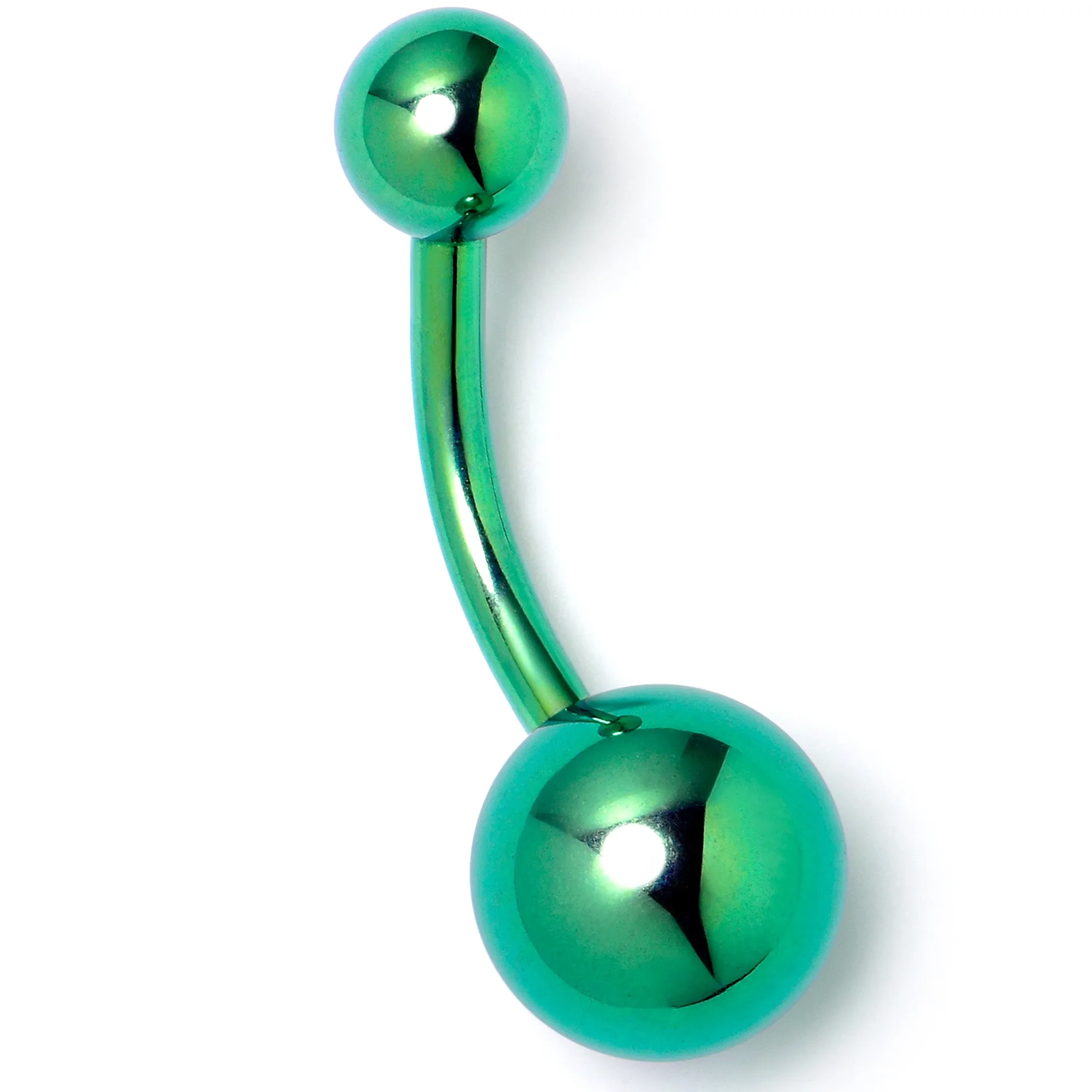 Green ASTM F-136 Implant Grade Titanium Internally Threaded Belly Ring