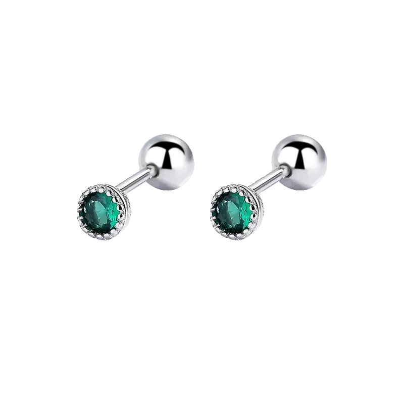 Green Threaded Round Earring