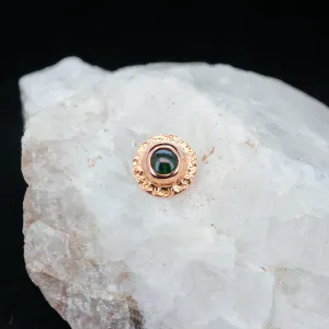 Green Tourmaline and Rose Gold "Comet" - Threaded End - 14ga