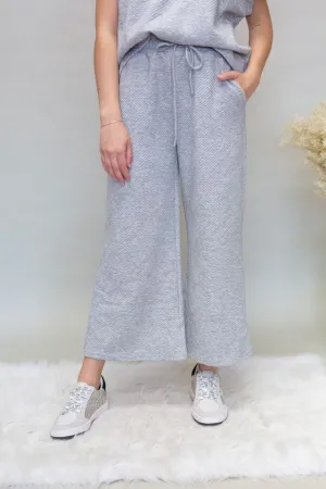 Grey Textured Crop Pants