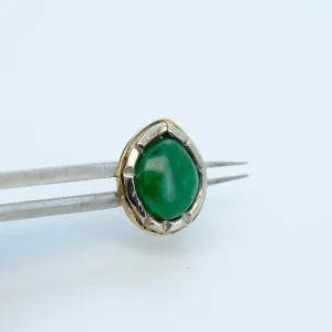 Guatemalan Imperial Green Jadeite - 14kt White   Yellow Gold - 14ga Threaded End