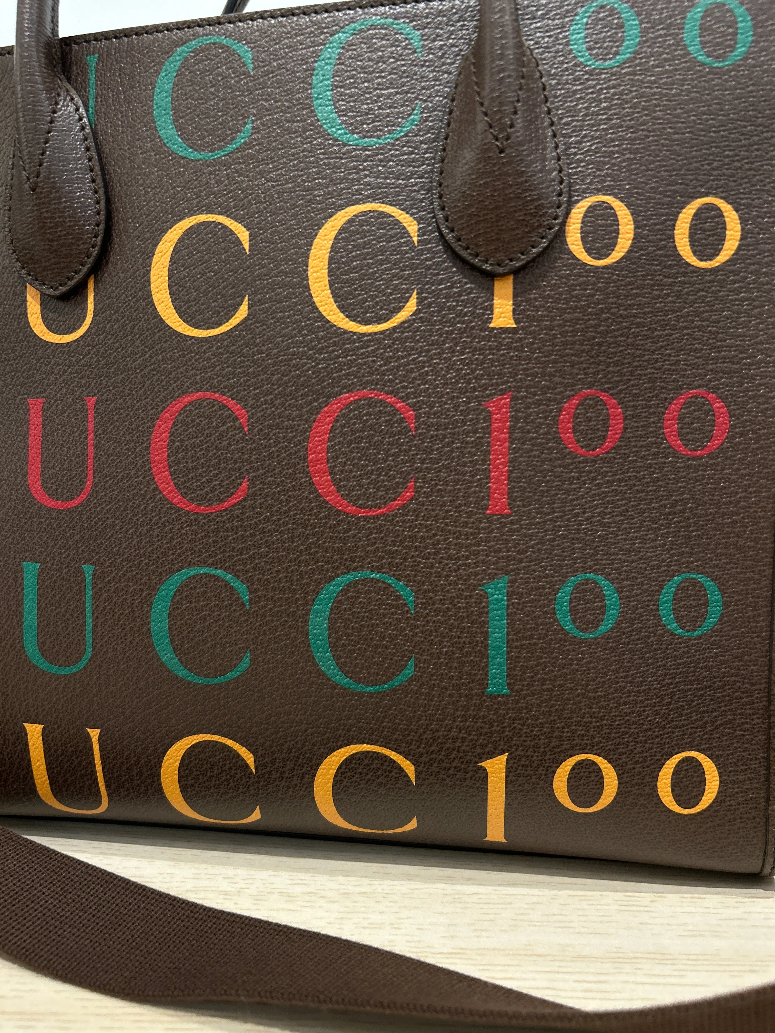Gucci Bag, Brown Textured Dollar Calfskin ‘100th Anniversary’ Small Tote Bag