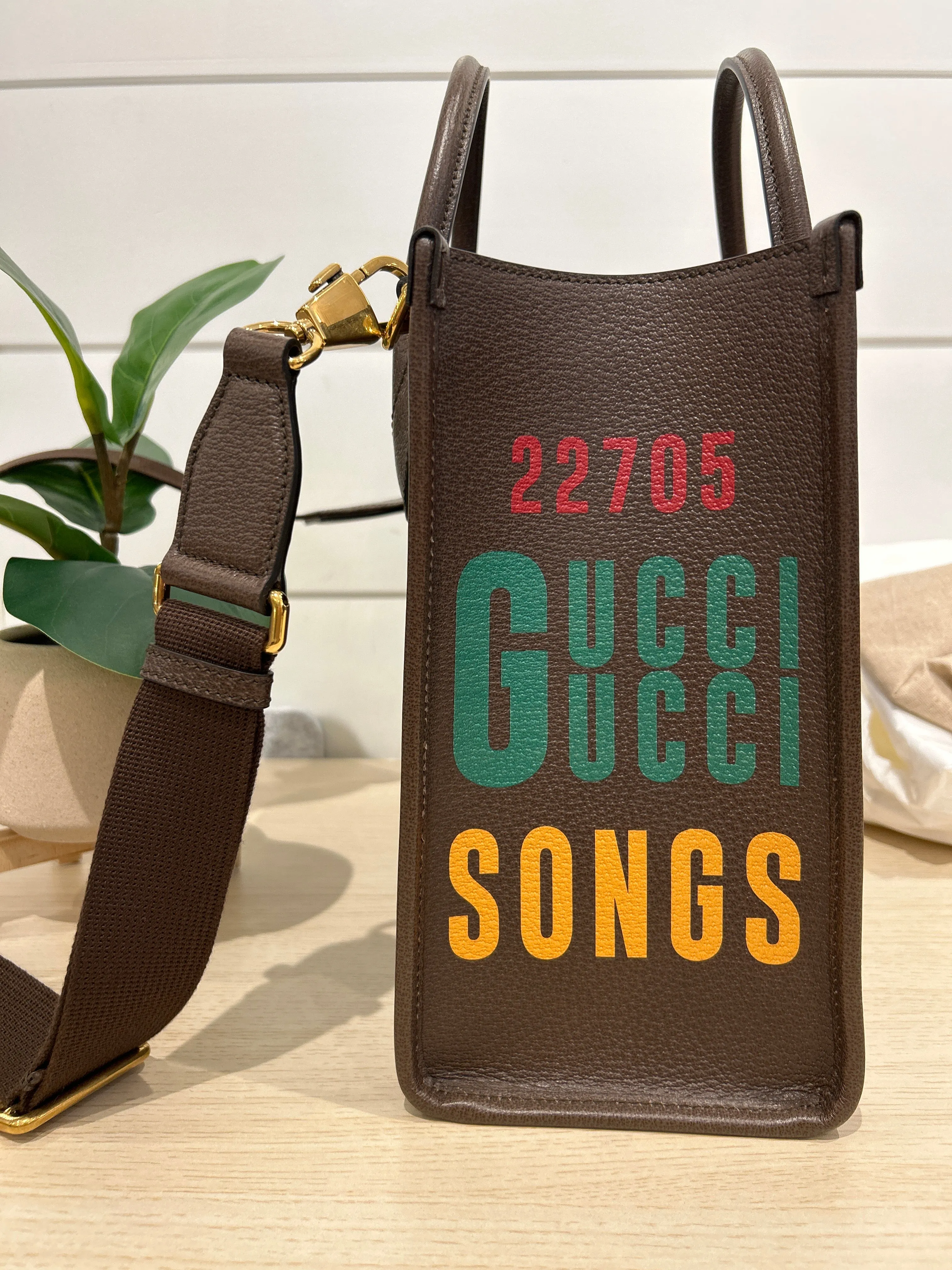 Gucci Bag, Brown Textured Dollar Calfskin ‘100th Anniversary’ Small Tote Bag