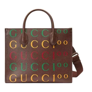 Gucci Bag, Brown Textured Dollar Calfskin ‘100th Anniversary’ Small Tote Bag